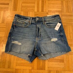 Old Navy OG Straight High Waist Distressed Cut-Off Jean Shorts Blue Size 8